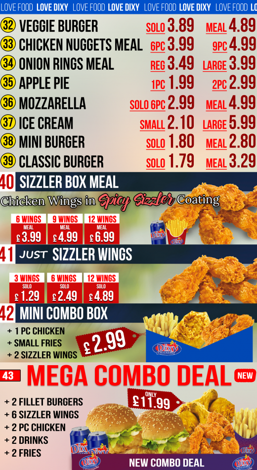 Menu – Dixy Chicken